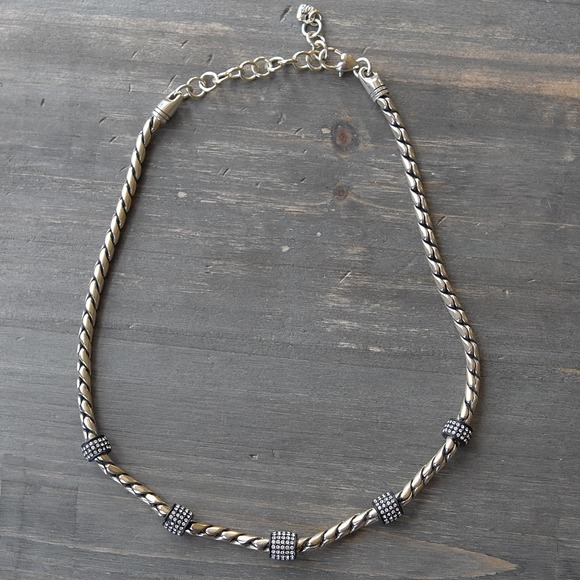 Brighton Jewelry - Brighton Meridian Zenith Necklace Black Barrel Beads Rope Chain Retired 18" READ